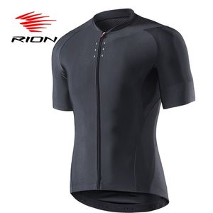 Rion Cycling Men S Bike Black Reflective Jerseys Kort ärmar Summer Motocross Mountain Downhill Racing Road Bicycle Tops 220614