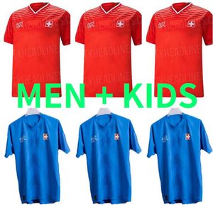 Wholesale european soccer uniforms resale online - Men kids kit European Cup Switzerland Soccer Jersey Away Xhaha Akanji Zakaria Rodriguez Elvedi Maillots de football Shirt national team uniforms