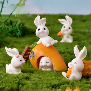 Easter Decoration Cute Resin Bunny Ornament Home Miniature Landscape Decoration Figurines DLH885