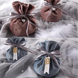 Enveloppe cadeau telme 10pcs Sacs bijoux de tissu en velours avec un faux charme pour la fête de mariage Favors de Noël Giveawaysgift Wra