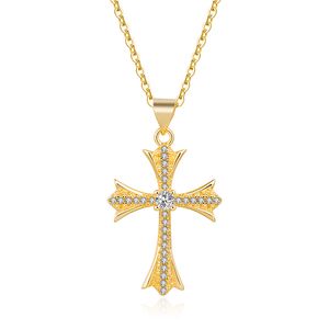 Pendant Necklaces Cross Crucifix Clear Crystal Pendant Necklace for Men Women Prayer Jesus Link Chain Necklace Wholesale Jewelry Silver Gold Necklaces