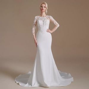 2022 Real Pictures Mermaid Wedding Dresses Long Sleeves Lace Appliqued Beach Backless Strapless Bridal Gown CPS1995