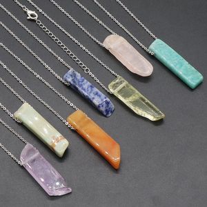 Natürliche Stein Chakra Reiki Heilung Halskette unregelmäßige Quarz Kristall Anhänger Halsketten für Frauen Männer Schmuck