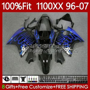 Corpo stampo ad iniezione per HONDA Blackbird CBR1100 CBR 1100 XX Blue glames CC 1100XX 96-07 114No.30 CBR1100XX 1996 1997 1998 1999 2000 2001 1100CC 02 03 04 05 06 07 Carenatura