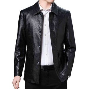 Spring Men knäppas upp Top Moto Biker Jacket Overdimensionerad faux läderjacka 3xl Loose Business Black Pu Leather Jacket Male Outerwear L220725