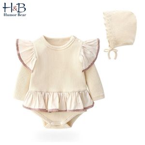 Humor Bear Christma Love Baby Girl Clothes Ruffles Pagliaccetto Abbigliamento Set Tuta Cappello Cute Infant Girls Pagliaccetti Baby suit LJ201223