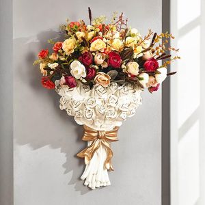 Wazony nordycki biała ściana wisząca wazon dekoracja luksusowy duży kwiat nowoczesny dom domowy układ kwiatowy