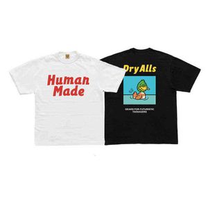 Made Human Cartoon Swimming Mallard Print Fashion Versatile Casual Short Sleeve T-shirt