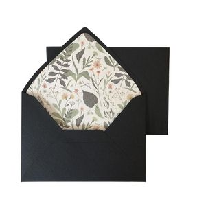 Gift Wrap 5pcs pack Retro Black Envelopes With Lining 250g Paper DIY Decorative For Invitation, Wedding, Anniversity