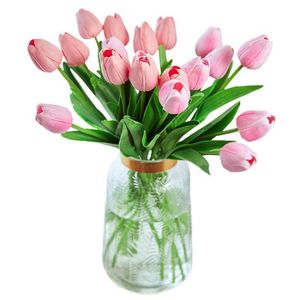 Dekorative Blumen Kränze Köpfe Luxus Silikon Real Touch Tulips Bouquet Hochzeit Wohnzimmer Vasen DIY Home Dekoration Künstliche Blume