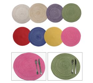 Cotton Thread Yarn Placemat Circular Weave Insulation Pad Household Hotel Western Cutlery Cushion Bowls Plates Mat Solid Color SN4086