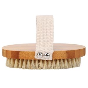 Ny kroppsborste Natural Boar Brestle Organic Dry Hud Body Brush Bamboo Wet Back Shower Brushes Exfoliating Bath Borste FY3787