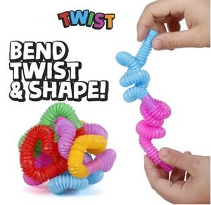 Mini Poptube Fidget Tube Twist Tubes Sensory Toy Finger Fun Game Stress Anxiety Relief Squeeze Pipes Stretch Telescopic Bellows Extension Spring Pipe