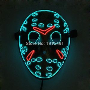 Fredag ​​den 13: e det sista kapitlet LED Light Up Figure Mask Music Active El Fluorescerande Horror Mask Hockey Party Lights T200907