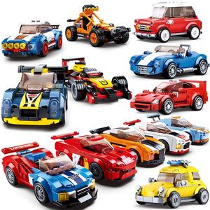 Sluban City Technisches Fahrzeug Geschwindigkeit Super Rennwagen Rennmodell Baustein Sport Kits Sets Spielzeug Kinder Geschenke 220715
