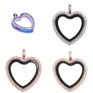 Pendanthalsband 1pc Crystal Heart Love Glass Memory Floating Locket For Women Po Relicario Par Gift Smycken Making Bulkpendant