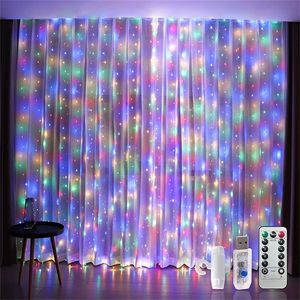 LED String Lights Telecomando USB Ghirlanda di nozze Lampada da parete per tende Vacanza per camera da letto Decorazione fata all'aperto 220408