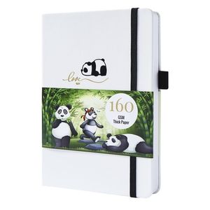 Buke Panda Bullet Planner Dot Grid Notebook Journal and Rysunek SketCbook - PU Leather, 160gSm Grube papier 220401