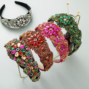 Luxury Floral Colorful Rhinestone Headband Fashion Hair Accessories Women Trend Party Hairband Girl Hair Band Headwear