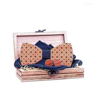 Papillini sitonjwly lussuoso cravatta in legno per abiti da uomo fazzolettini set di gemelli per matrimoni Accessori per bowtie in legno regolabile regalo regalo emel22
