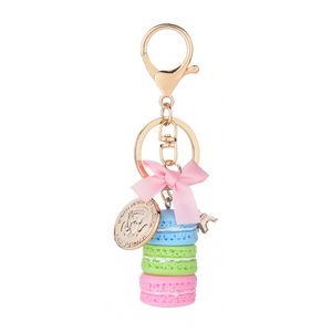 Harts Macaron Cake Key Chain Metal Effiel Tower Bag Pendant Charm Key Ring Wedding Supplies Keychain Favors