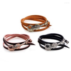 Charm Bracelets Fashion Leather Bracelet Men Women Vintage Alloy Guitar Violin Bangles Punk Jewelry Gifts YWQR2418Charm Lars22