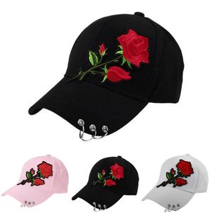 Kobiety mężczyzn Hip Hop Kpop Snapback Baseball Cap Big Flower z pierścieniami Sport Dancing Travel Dad Hat Streetwear Regultable