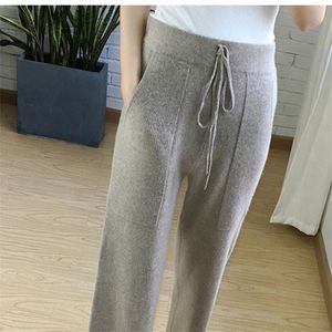 Autumn and winter new soft and comfortable cashmere trousers women's pure knit wide leg pants casual loose wool knit pants women T200113