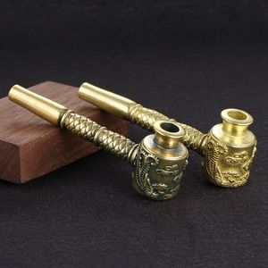 Ultime antiquariato in ottone metallo portatile a secco herb tabacco tubi drago phoenix pattern filtro tubo manerito in mano innovativo design di sigaretta design DHL DHL