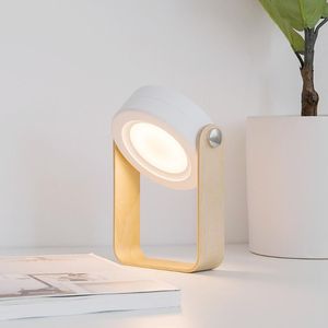 Lampy stołowe Lampa biurka Dotknij Ścierzysty LED Night Light Składany drewniany lampion USB ładowalny sypialnia nocna bajka pagórka stabilna