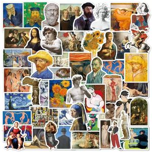 52PCS Classical Oil PaintingArt sticker Van Gogh Mona Lisa Stickers Matisse Style Art Graffiti Stickers Pack For Moto Car Suitcase Laptop Decals Wholesale