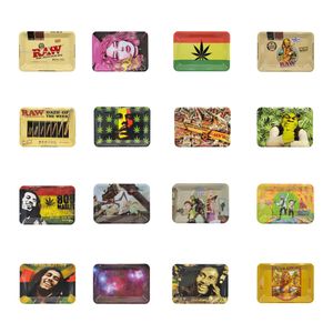 Cigar Accessories 16Styles RAW Cartoon Tobacco Rolling Tray Metal Cigarette Tobacco Brass Plate 180&125&15mm Herb