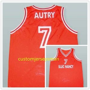 Nc01 Adrian Autry 7 Sluc Nancy Basketball-Trikot, rot, Herren, genäht, maßgefertigt, Größe S-5XL