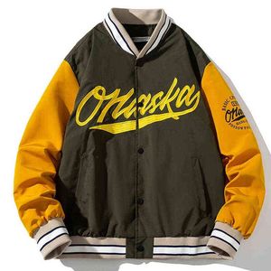 Varsity jacka män kvinnor bokstav basebolljacka broderi harajuku japansk kappa mode lapptäcke par kläder streetwear t220728