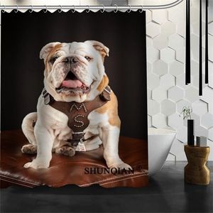 Cortinas de chuveiro de bulldog personalizadas Cortagens de banheiro de poliéster Tamanho da cortina à prova d'água 150x180cm165x200cm180x200cm T200711