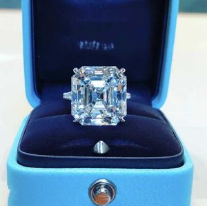 Ringos de cluster Original 925 Silver Square Ring Asscher Cut criou Moissanite Wedding noivado Cocktail Women Topaz Finger Fine JewelryClus