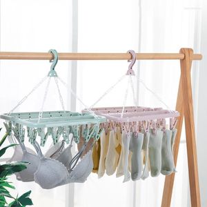 Hangers & Racks Folding Dryer Hanger 32 Clip Foldable Socks Underwear Drying Rack Portable Hanging Clothes For Children Adult