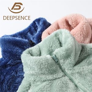 Män kvinna höst vinter dubbelsidig slitage korall fleece jackor fleece coat mens kvinnlig utomhus sport varm jacka kappa 220516