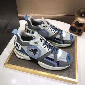 Fashion Man Casual Shoes Luxury Designer Sneaker äkta lädernät pekade Toe Race Runner Shoes Outdoors Trainers MKJKKK00008