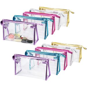 Tom Clear Flat Nylon Pouch PVC Waterproof Makeup Påsar med dragkedja transparent kosmetisk väska toalettter tvättväska reser förvaringsbag för kvinnor