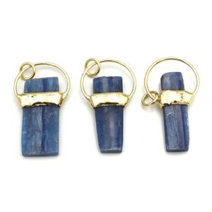 Pendant Necklaces 5pcs Rectangle Natural Kyanite Stone Blue Irregular Healing Charms Gold Plated DIY Jewelry MakingPendant