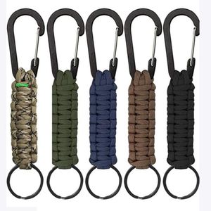 Açık Gadgets Carabiner Survival Anahtar Yüzük Kitleri Kamp Kampı Kampı İçin Kaç Paracord Hook Anahtarlık Dağcılık Toka Karabinacıları Aracı