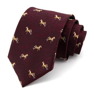 Bow Ties Horse Jacquard For Men Red Dresses Necktie High Quality Fashion Formal Work Cravat Male Gift With BoxBow