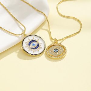 Colares pendentes colar de esmalte feminino colar cobre 16k Gold Gold maldado micro incrustante de zircão pendente