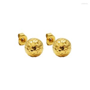 Stud Style Plated 18K Gold Stainless Steel Personalized Hammer Texture Round Small Ball Earring For Women Girls Jewelry GiftStud Odet22 Kirs