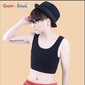 Geminbowl Sport Cosplay LesプルオーバータンクトップショートビスティエチェストバインダーTomboyコットンアンダーシャツ弾性バンド