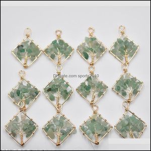 Arts And Crafts Natural Green Aventurine Stone Tree Of Life Charms Handmade Wire Wrapped Pendants For Jewelry Necklace Mark Sports2010 Dhgic