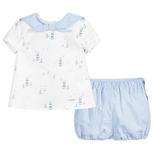 Giyim Setleri İspanyol Bebek Erkek Giysileri Set Vaftiz Doğum Giyin Kıyamet Kıyafet Yürümeye Başlayan Baskılı Beyaz Gömlek Çizgi Şortları Çocuklar Suitcl
