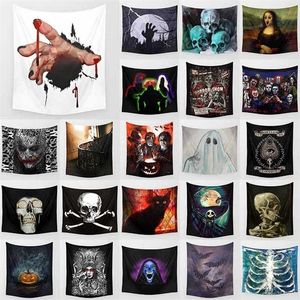 Funny animal halloween skull skeleton bat pumpkin pattern wall hanging tapestry home decoration wall tapestry tapiz pared T200601