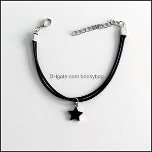 Länkkedja armband smycken mode svart blå pentagram hänge halsband charmiga par party handtillbehör dhufx